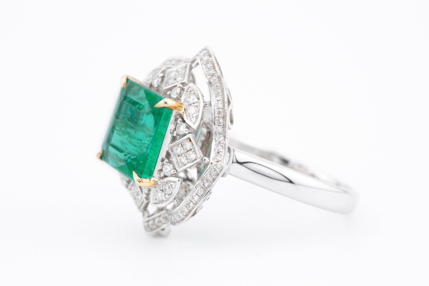 18k Gold Diamond-Set Convertible Emerald Ring