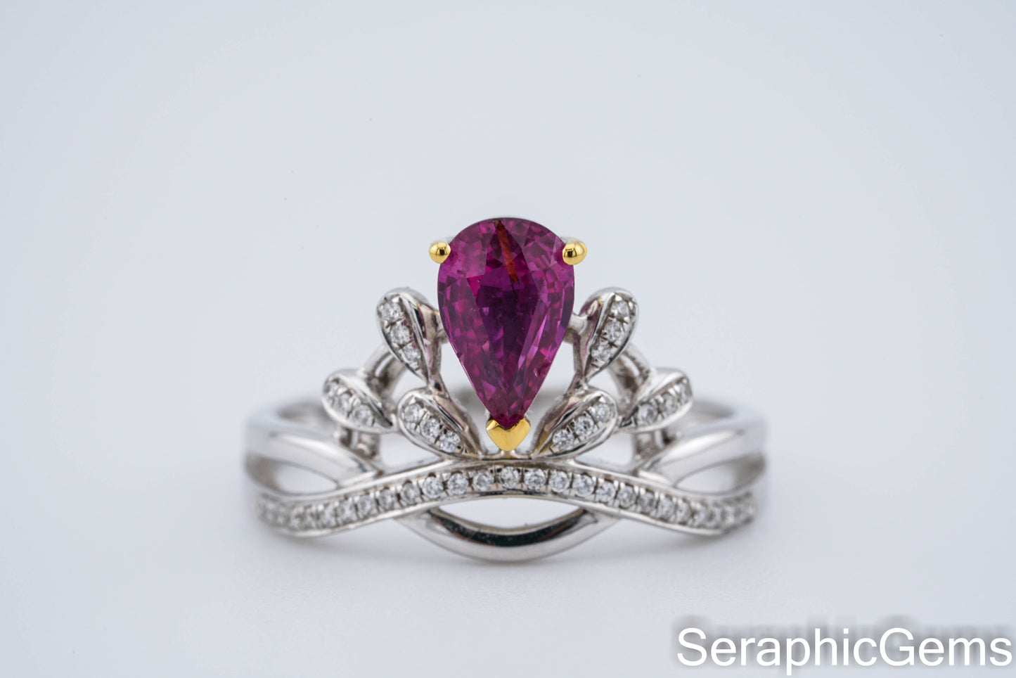 18k Gold Diamond-Set Purple Sapphire Ring