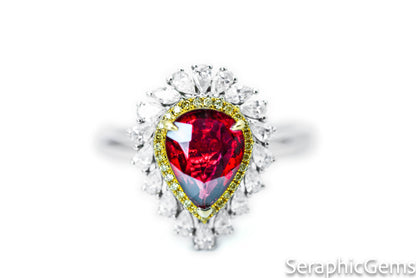 "Radiant Elegance: Versatile Untreated Pear-Shaped Pigeon Blood Ruby Ring and Pendant"