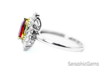"Radiant Elegance: Versatile Untreated Pear-Shaped Pigeon Blood Ruby Ring and Pendant"