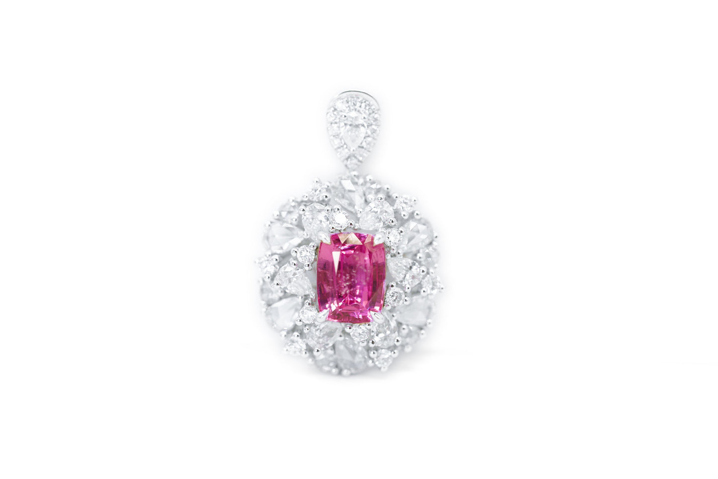"Dreamy Elegance: Pinkish-Purple Sapphire and Diamond Halo Ring"