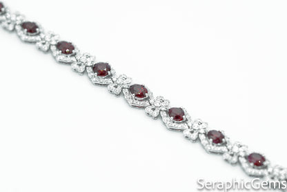 "Opulent Elegance: Pigeon Blood Ruby and Diamond 18K Gold Bracelet"