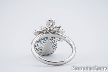 Santa Maria Aquamarine Ring,18K Gold with Natural Diamond Setting