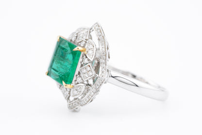 18k Gold Diamond-Set Convertible Emerald Ring