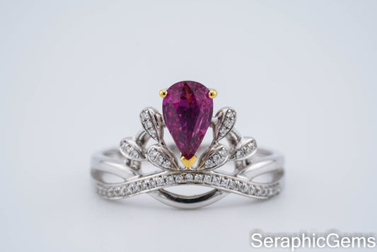 18k Gold Diamond-Set Purple Sapphire Ring