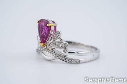 18k Gold Diamond-Set Purple Sapphire Ring