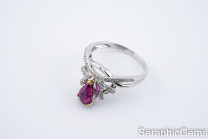 18k Gold Diamond-Set Purple Sapphire Ring